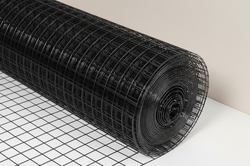 Black wire mesh with warm gray background